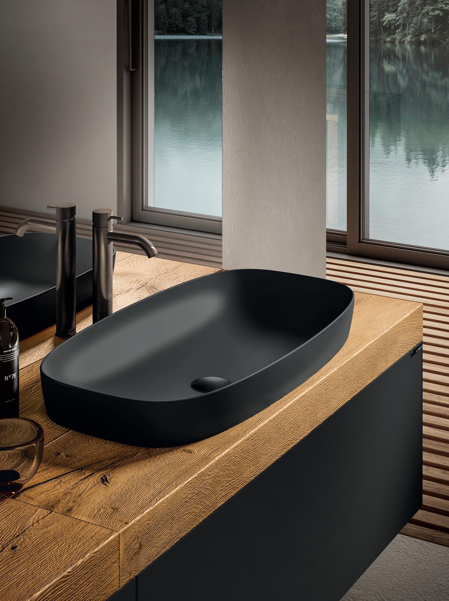 lavabo lago baño cristal