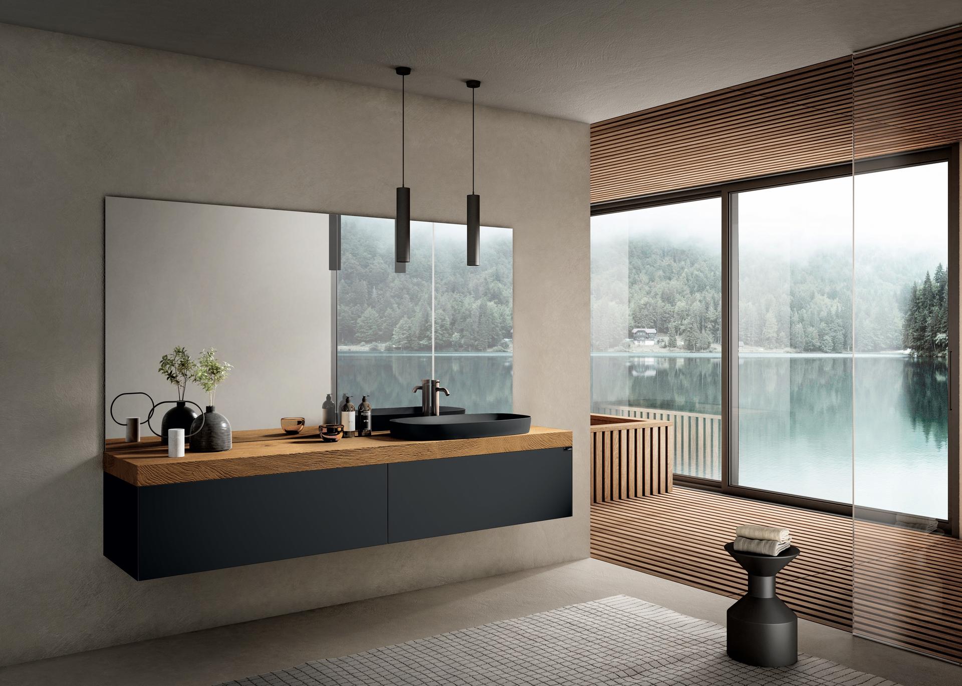 lavabo lago baño cristal