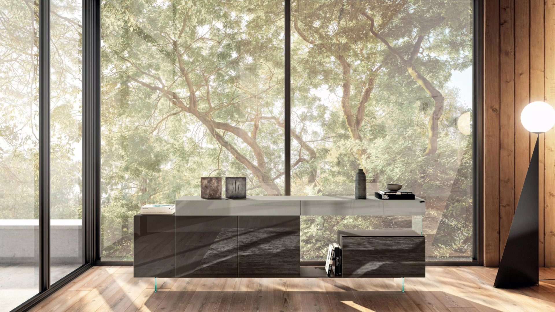 El efecto visual del cristal en los muebles LAGO